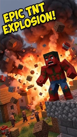 Epic Minecraft Village Explosion! 💥 TNT Destruction Chaos!#shorts #minecraftshorts #animation