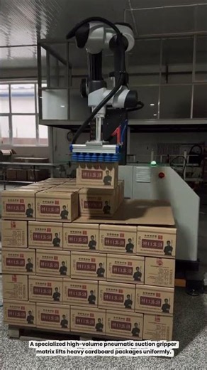 Collaborative 6-Axis Palletizing Robot Machine Stacking Cardboard Product Boxes #factory