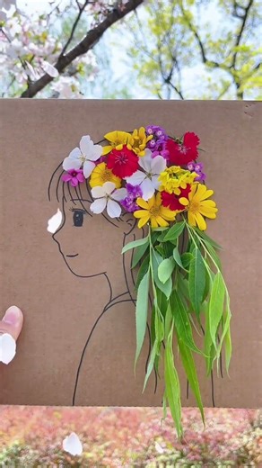 Let’s make a spring flower fairy with your child using flowers—it’s so beautiful! #SpringC