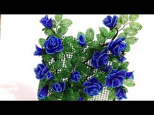Beading. Master class. Beaded flowers. Blue rose. Part 1. Step-by-step MK. A branch of roses.