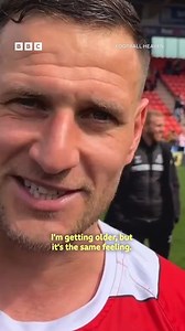 Doncaster Rovers striker Billy Sharp reacts to his sixth promotion as a professional footballer. | BBC Sheffield