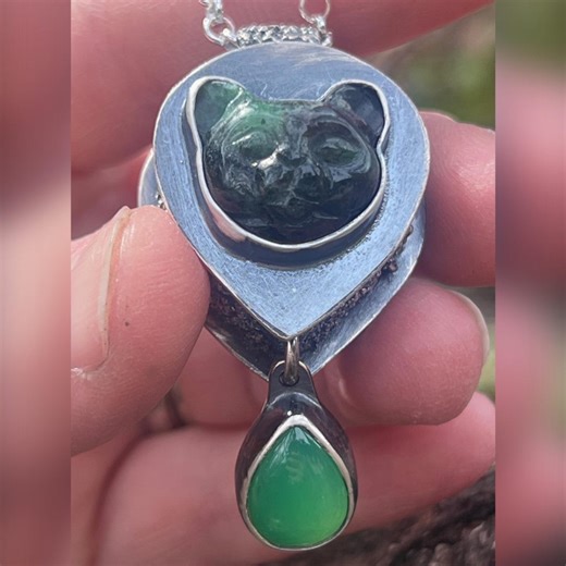 Spring Green Cat Locket. Pillbox, Keepsake, Heart, Raw, Organic, Earthy, Boho, Bohemian, Secret, Poison, New Hope. - Etsy