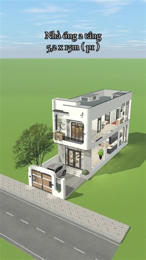 Mẫu nhà ống 2 tầng hiện đại 5,2 x 15m - Phần 1