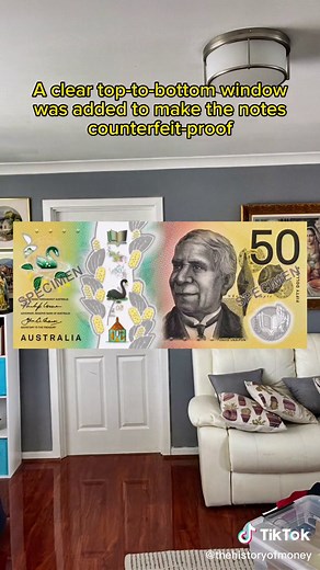Australia’s new banknotes gave an edge-to-edge, top-to-bottom, clear window to make them counterfeit proof. #fyp #australia #money #edutok #needtoknow #tiktokaustralia