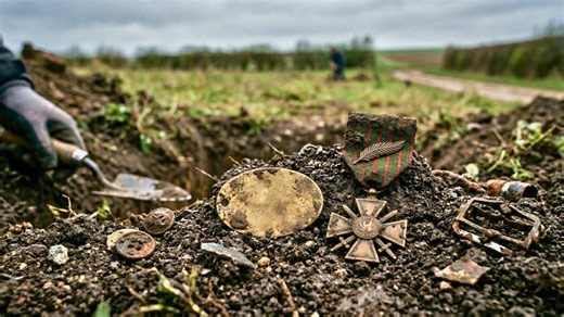 Metal detecting expedition in France turned into a powerful recovery of rare World War II medals and soldier dog tags