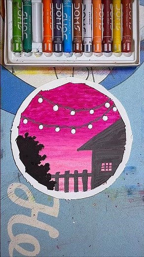 Easy Sunset to Night Sky Drawing 🌌 | Oil Pastel Scenery Step by Step