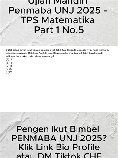 🔥 SIAP PENMABA UNJ 2025? 🔥 Pembahasan soal-soal PENMABA UNJ mulai hari ini! Ujian tinggal sebentar lagi, waktunya maksimalkan persiapan. Mau lulus UNJ bareng? Gabung bimbel kami dan temukan strategi jitu lulus ujian! Yuk, klik link di bio sekarang! 💯 #PENMABAUNJ #PembahasanSoal #BimbelUNJ #TipsLulusUNJ