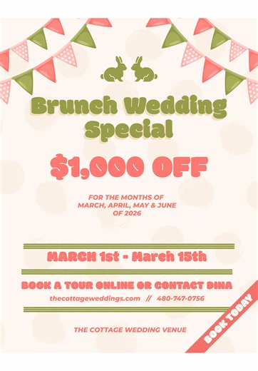$1,000 Off Brunch Wedding Packages for Spring 2024