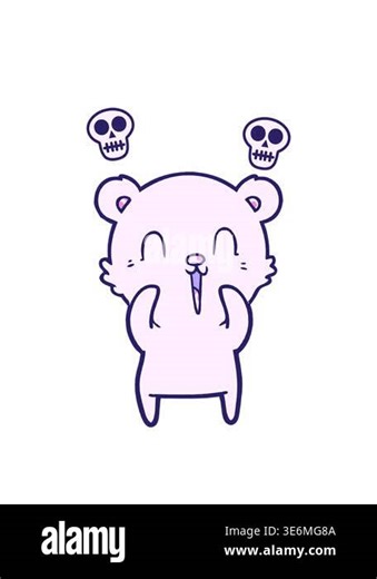 spinning skulls animation of polar bear bright neon cartoon Stock Video Footage - Alamy