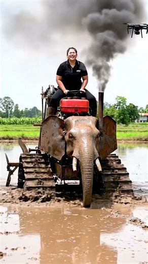 Elephant Robot Ploughing Like a Pro: Farming Innovation! #robotpig #farming #oldrobot #rustyrobot