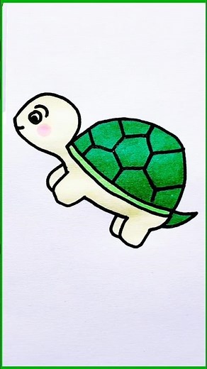 Cute Turtle Drawing 🐢 | Easy Sketch Tutorial #easydrawing #kidsart #art #cuteanimals #shortsvideo