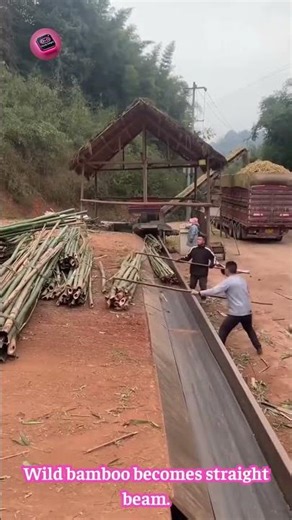 BAMBOO STRAIGHTENING CHANNEL — turning wild poles into perfect beams #CraftEngineering