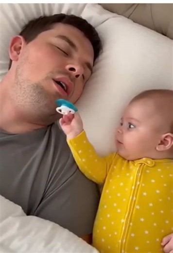 Baby Fixes Dad's Snoring Problem! The Ultimate Solution #baby #dad #snoring #pacifier