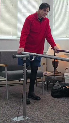 Chad taking his first steps on his definitive prosthesis at our Sandusky office.