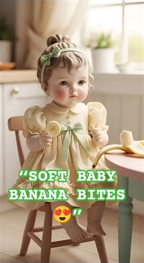 Porcelain Baby Eats Banana 🍌 | Gentle ASMR Short #baby #doll #cutebaby