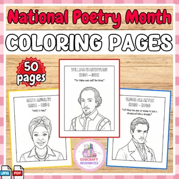 National Poetry Month Coloring Pages | 49 Famous Poets From Around the World