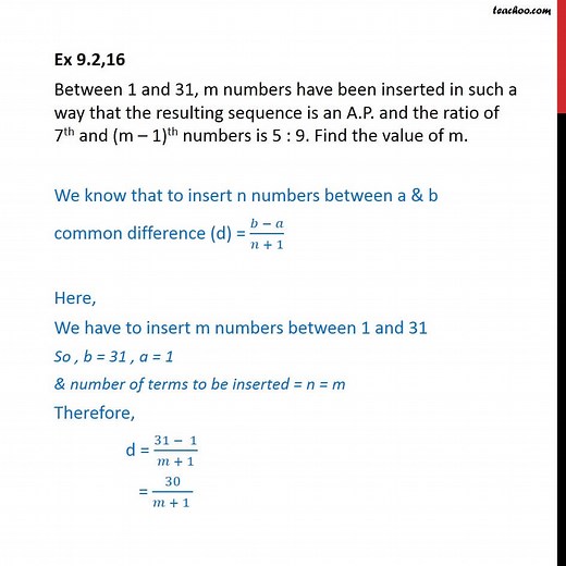 Question 16 - Between 1 and 31, m numbers are inserted - Arithmetic Pr