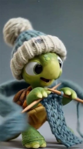 [AI ASMR] A Slow Turtle with Surprisingly Lightning-Fast Knitting Skills | Meow ASMR #asmr #cute