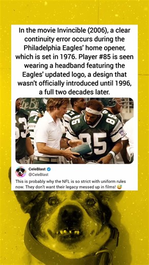 In the movie Invincible (2006), a clear continuity error occurs during the Philadelphia Eagles' home