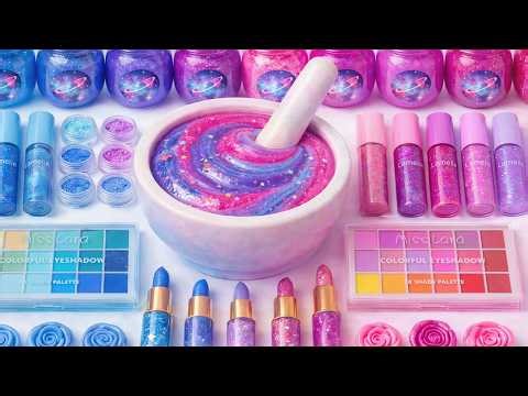 「Makeup Slime ASMR」 🌸✨ 青かピンクか？ギャラクシーメイクアップスライムを混ぜてみよう! ASMR Slime Video