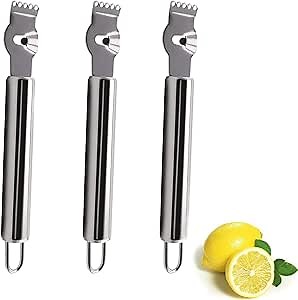 3-Pack Stainless Steel Citrus Zester Tool - Orange & Lemon Zester, Grater, Peeler, Twist Tool, Cocktail Garnish for Kitchen & Bar, Dishwasher Safe
