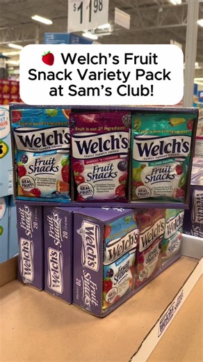 🍓 Welch’s Fruit Snack Variety Pack at Sam’s Club! It includes Mixed Fruit, Berries ’N Cherries, and Island Fruits varieties! Can’t tell if I grabbed these for the kids or myself…😅 It’s $13.98! #samsclub #samsclubfinds #fruitsnacks