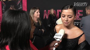 Isabela Merced talks about working with Bella Ramsey and Craig Mazin on "The Last of Us" and reveals that she's heading back to set tomorrow. | "Madame Web" Premiere | Variety