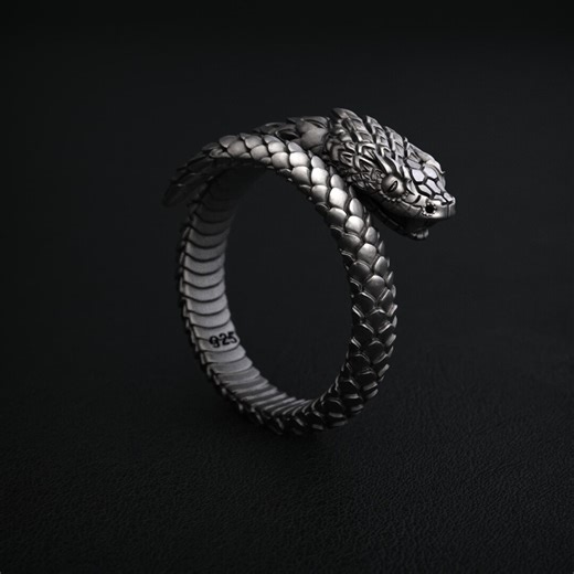 Gothic Style Coiled Snake Ring, Unisex Stainless Steel Serpent Ring, Adjustable Reptile Jewelry, Unique Punk Animal Ring for Men Women - Etsy