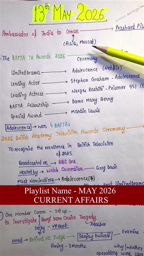 13th May 2026 || Daily current affairs || Handwritten notes || An Aspirant !