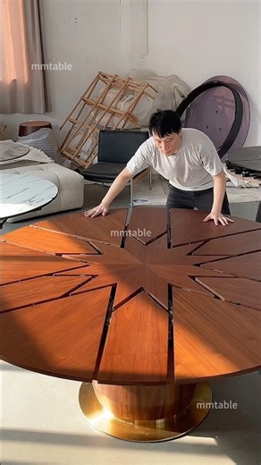 circular to circular extendable dining table / runder esstisch ausziehbar für 6 8 10 12 personen