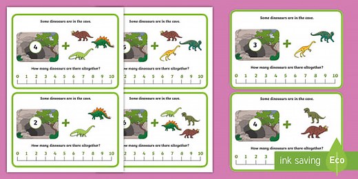 Dinosaur 0-10 Counting on Addition Cards