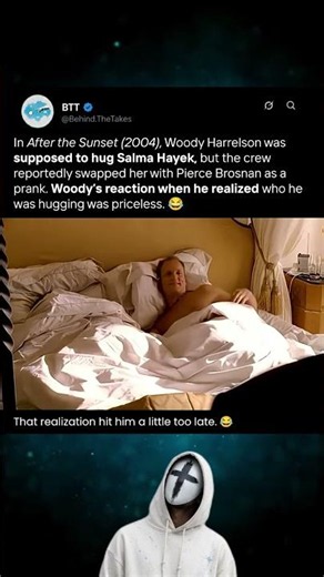 He thought it was Salma Hayek... 💀 #afterthesunset #woodyharrelson #bloopers