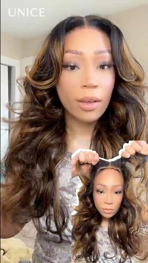 UNice Hair 100% Premium Human Hair Lace Body Wave Wig Balayage Highlight
