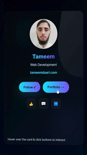 🔥 Modern 3D Floating Profile Card | HTML, CSS & JavaScript Interactive UI Animation🚀#code #html #css