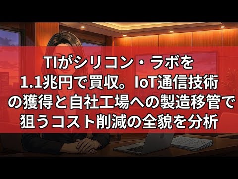 【特集】TIがシリコン・ラボを1.1兆円で買収。プレミアム69%の裏にある「IoT覇権」と「製造内製化」の勝算