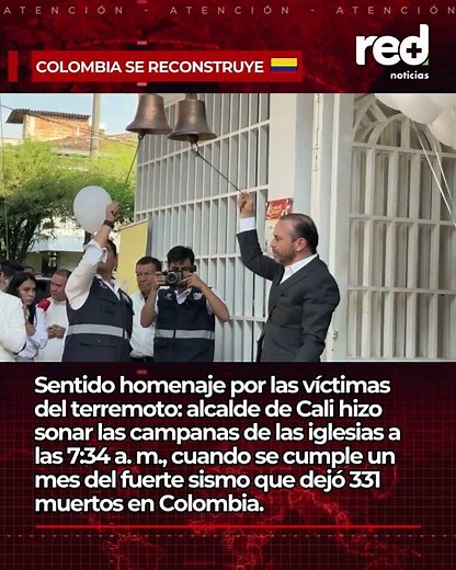 Terremoto en Colombia: Cali hizo sonar las campanas a las 7:34 a. m. en homenaje