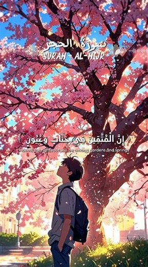 "Indeed, the righteous will be among gardens and springs. Enter them in peace, safe and secure."