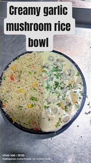 Creamy garlic mushroom rice bowl #food #ytshorts #shorts #viral #hotel #trending