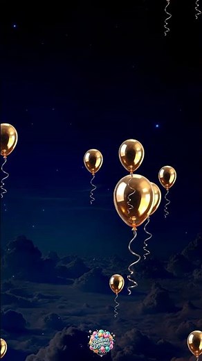 Gold Balloons Background Video, Flying Balloons Flying in the Sky, Sensory Video