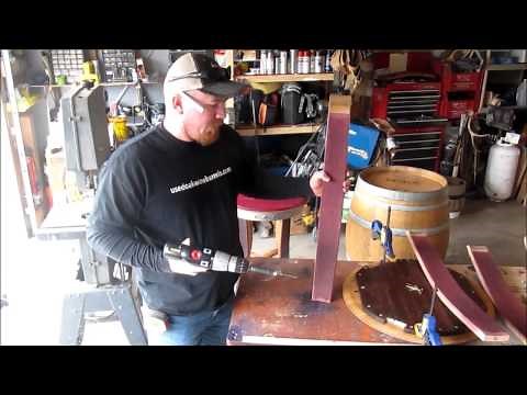 How to build used oak wine barrel table
