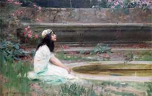 A Young Girl by a Pool | Herbert James Draper | Painting Reproduction