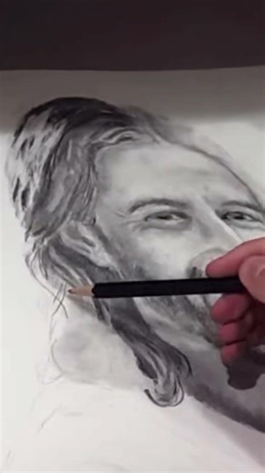 Realistic Jesus Drawing Process #shorts #drawing #jesus