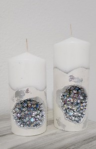 Handmade Geode Candles With Concrete Base & Silver Leaf Accents — Made to Order - Etsy