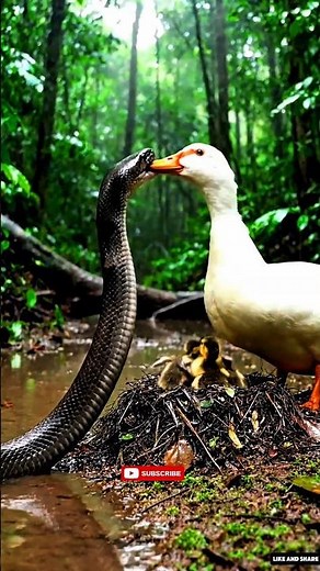 Eagle Saves Duck Family from Giant Python 🦅🐍#shorts #wildlife