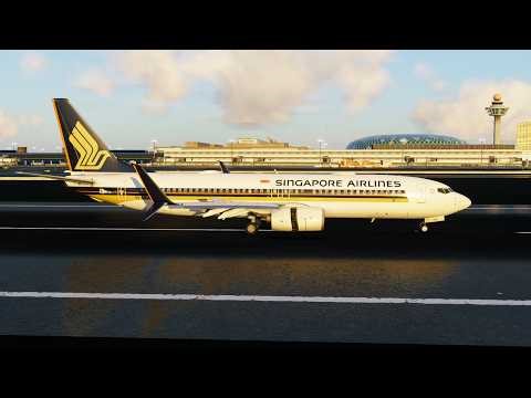 XP12 VATSIM | B737 | Sunset Arrival Into Singapore 20R | SQ107