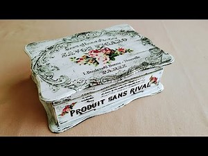 Vintage Distressed Wooden Box Makeover | Dry Brush + Decoupage DIY