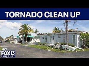 Florida tornado victims clean up damage
