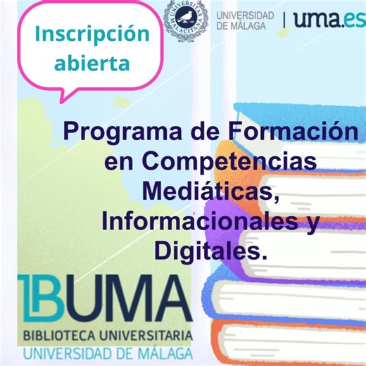 Biblioteca Universidad Málaga on Instagram: "La Biblioteca de la Universidad de Málaga #BUMA ofrece durante el segundo cuatrimestre del curso académico 2025/26 las segundas ediciones de los cursos y talleres de formación. CURSOS VIRTUALES Los cursos se impartirán en modalidad en línea a través del Campus Virtual de la UMA, estarán tutorizados por personal bibliotecario especializado y tendrán una duración de tres semanas, con total flexibilidad horaria para su realización TALLERES PRÁCTICOS Los