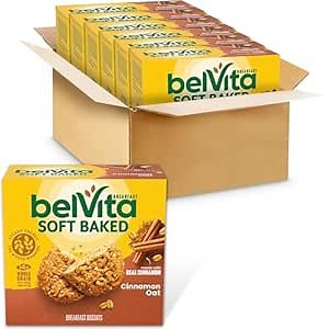 belVita Soft Baked Breakfast Bars, Cinnamon Oat, 30 Packs | 1 Biscuit Per Pack, Made with Real Cinnamon, No High Fructose Corn Syrup, Artificial Flavors or Colors