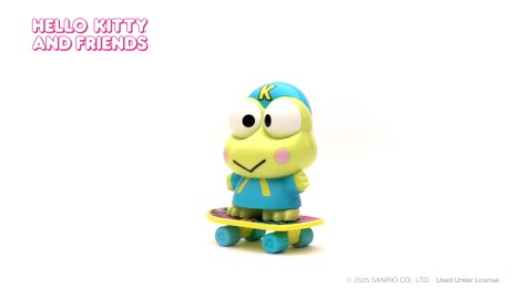 Hello Kitty® and Friends - 4” Keroppi™ Premier Figure with a Skateboard - Series 2 - Officially Licensed Sanrio Product from Jazwares - Ages 6+